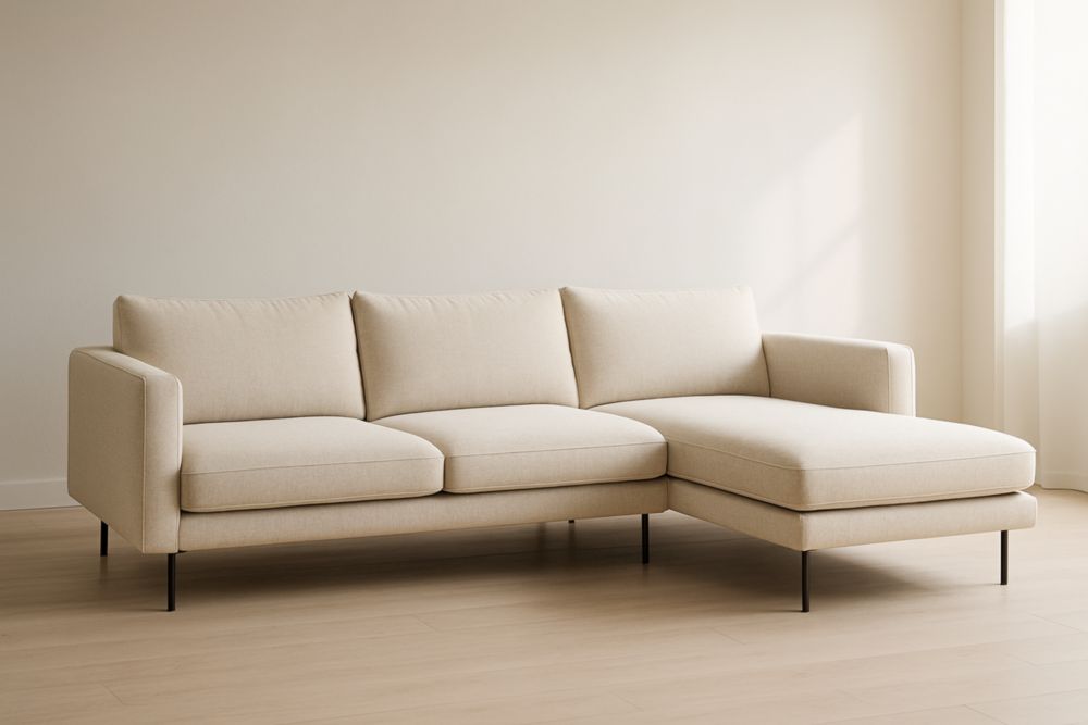 280x160x75 cm sofá chaise longue modular tela poliéster beige con cojines extraíbles