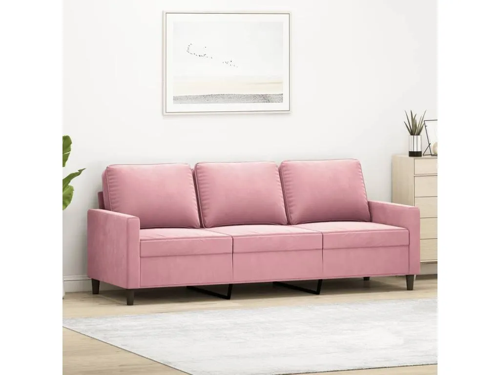 Sofá de 3 plazas terciopelo rosa 180 cm zpqy06871