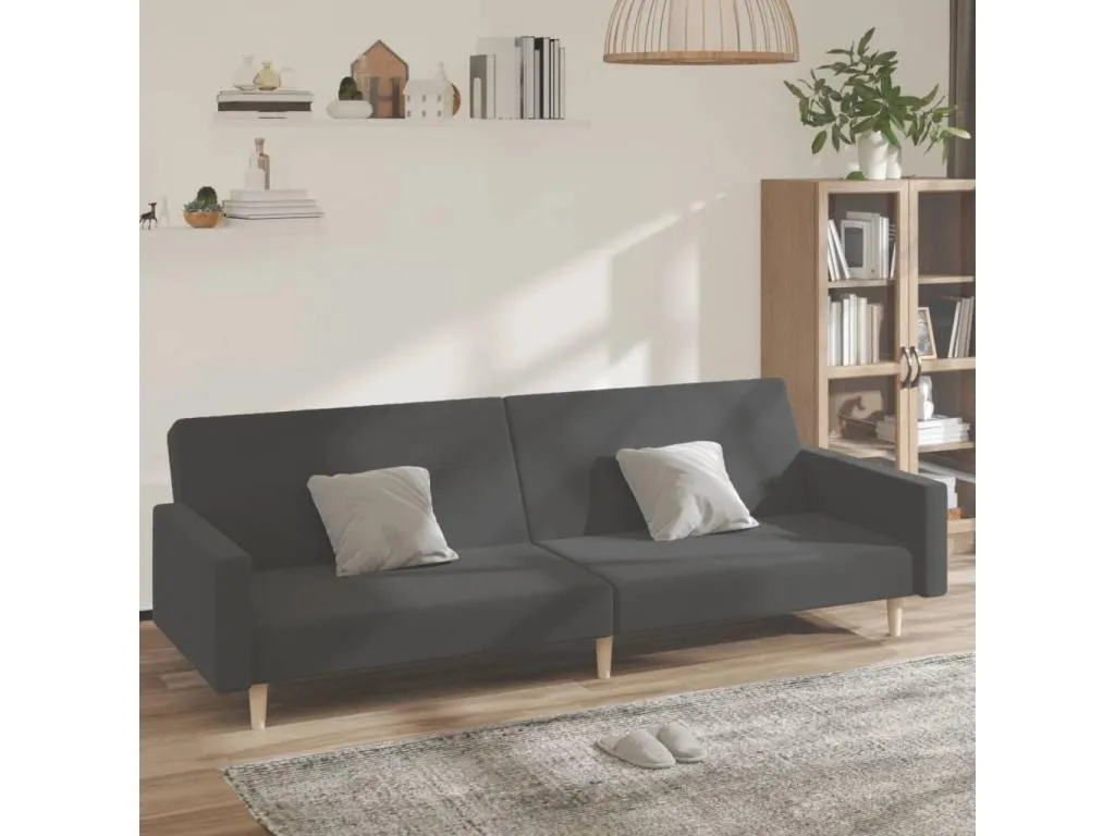 Sofá cama de 2 plazas tela gris oscuro qbxf90216