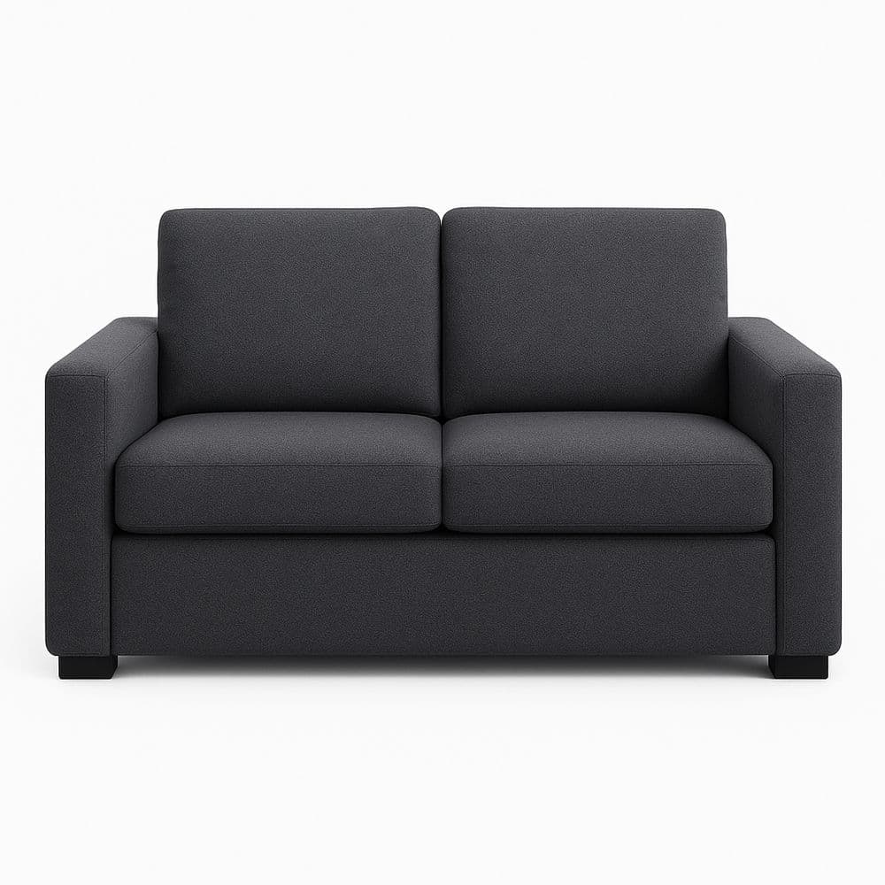 Sofá de Dos Plazas Gris Oscuro Tela Poliéster Rectangular 150cm x 85cm x 90cm