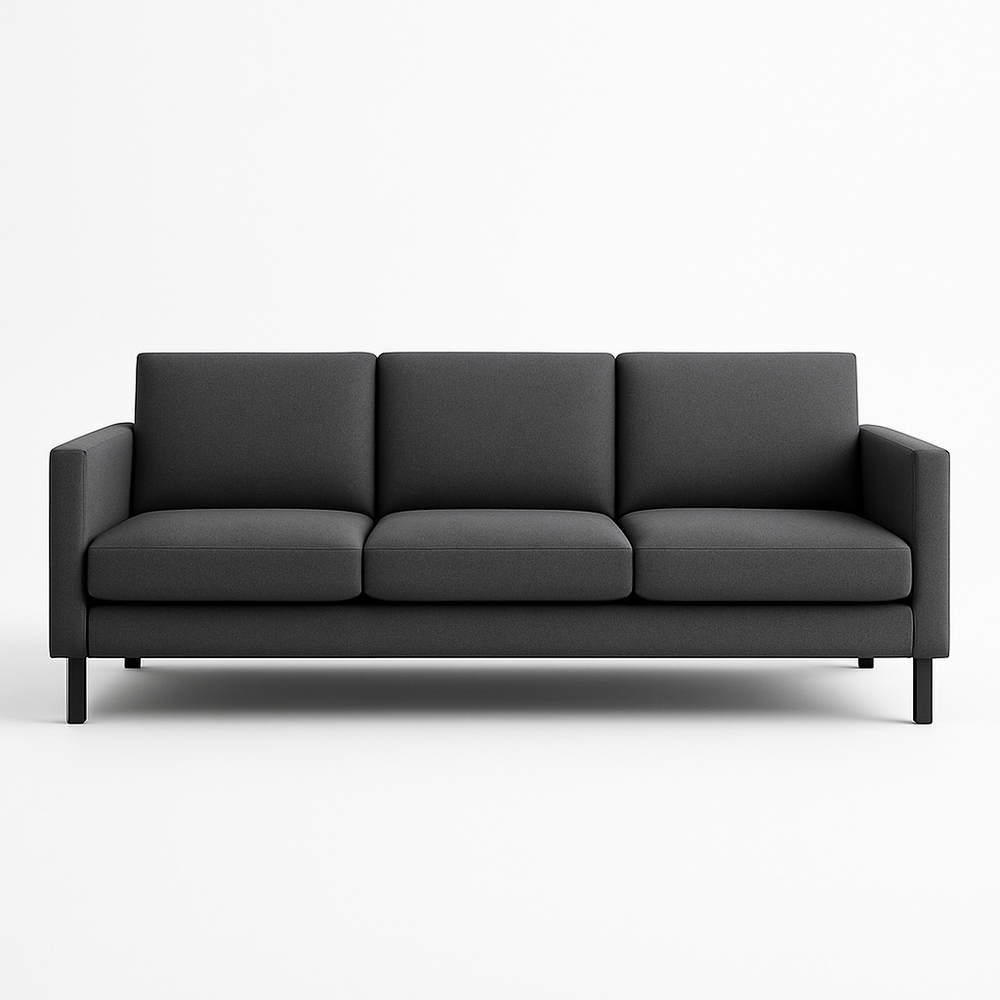 Sofá de tela gris oscuro, moderno y elegante, de tres plazas para salón