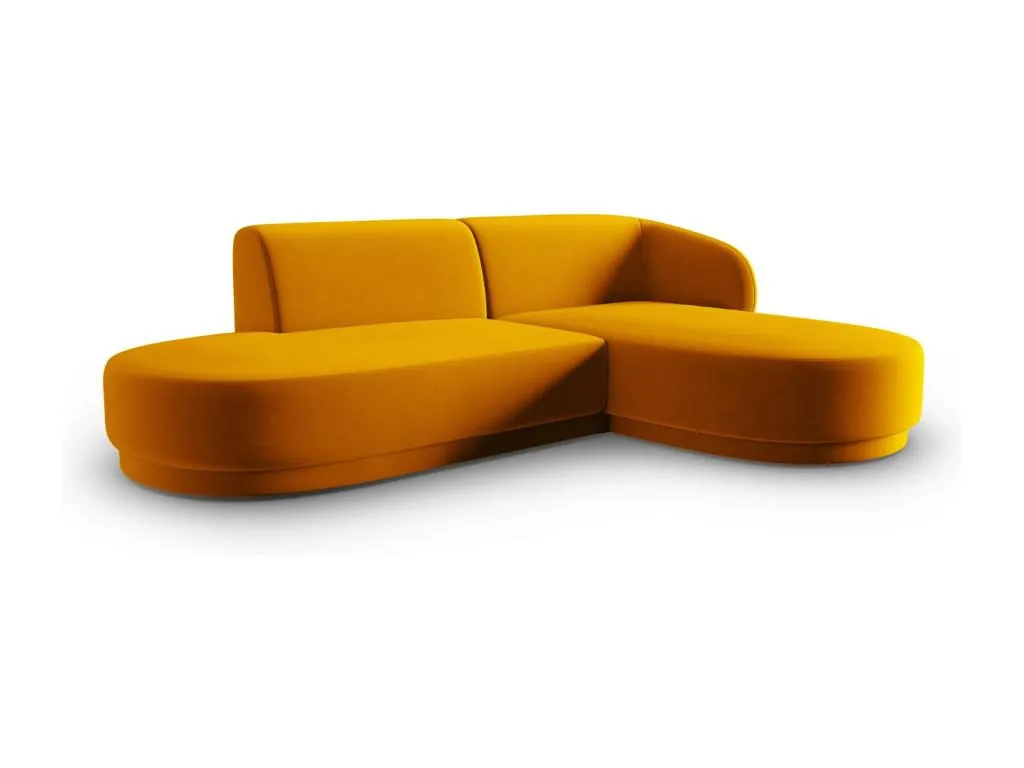 Casabellaes - Sofá esquinero modular derecho Casabellaes 4 plazas de terciopelo amarillo - 233x155x74cm 57538YLBS