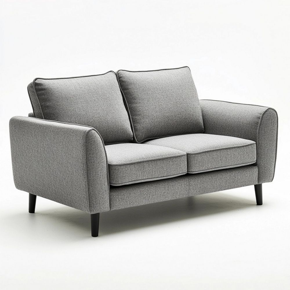 Sofá Gris Dos Plazas Sala de Estar 160x90x85 cm Comodidad Tela