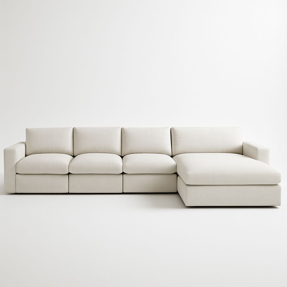 Sofá chaise longue modular derecho con cojines extraíbles, diseño moderno 317×100×70 cm