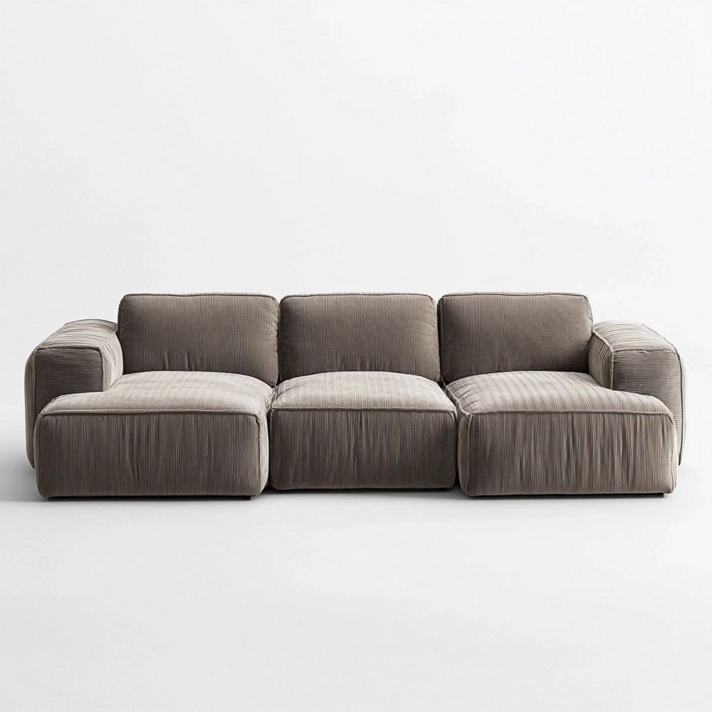 Sofá Moderna Tela Salón 3 Plazas Gris