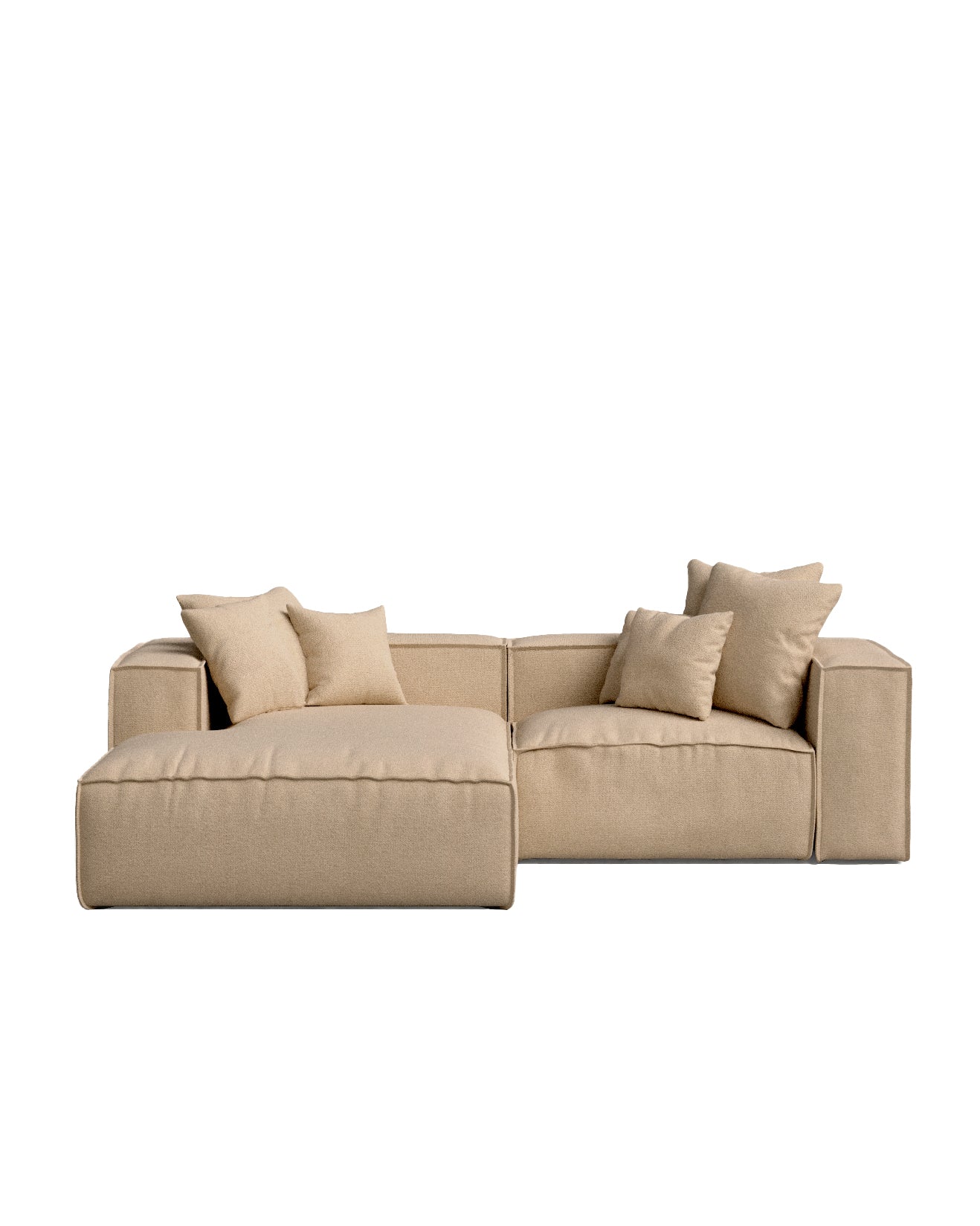 Sofá con chaise longue izquierda color marrón claro 264 x 190 cm st4596p2