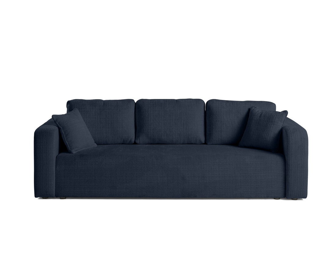 Sofá recto convertible de 3 plazas en tela de terciopelo texturizado azul cv7345m9