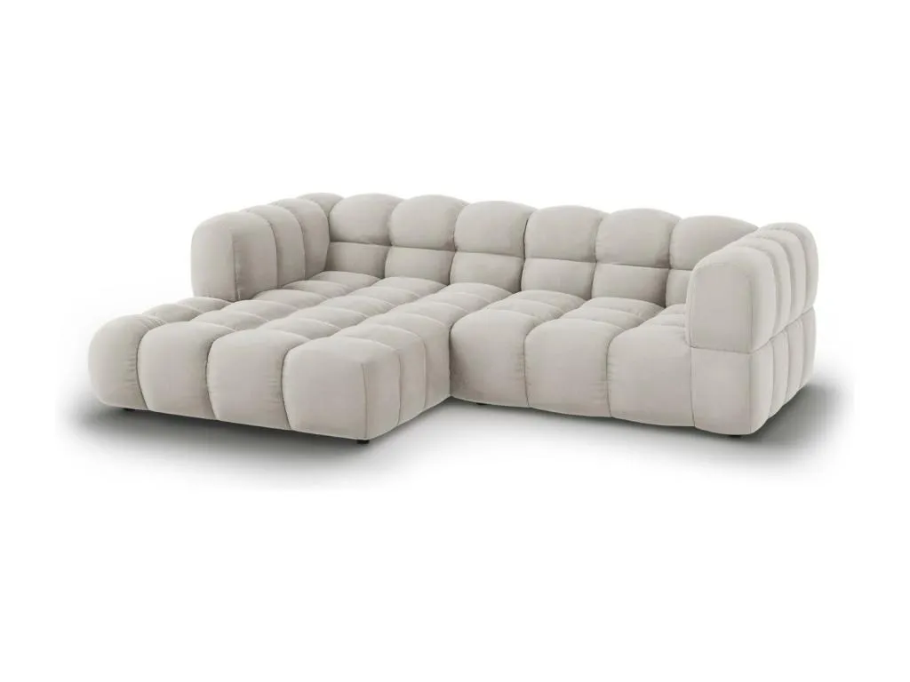Casabellaes - Sofá esquinero modular izquierdo Sky 3 plazas de terciopelo beige claro - 244x162x75cm 84924MXXC
