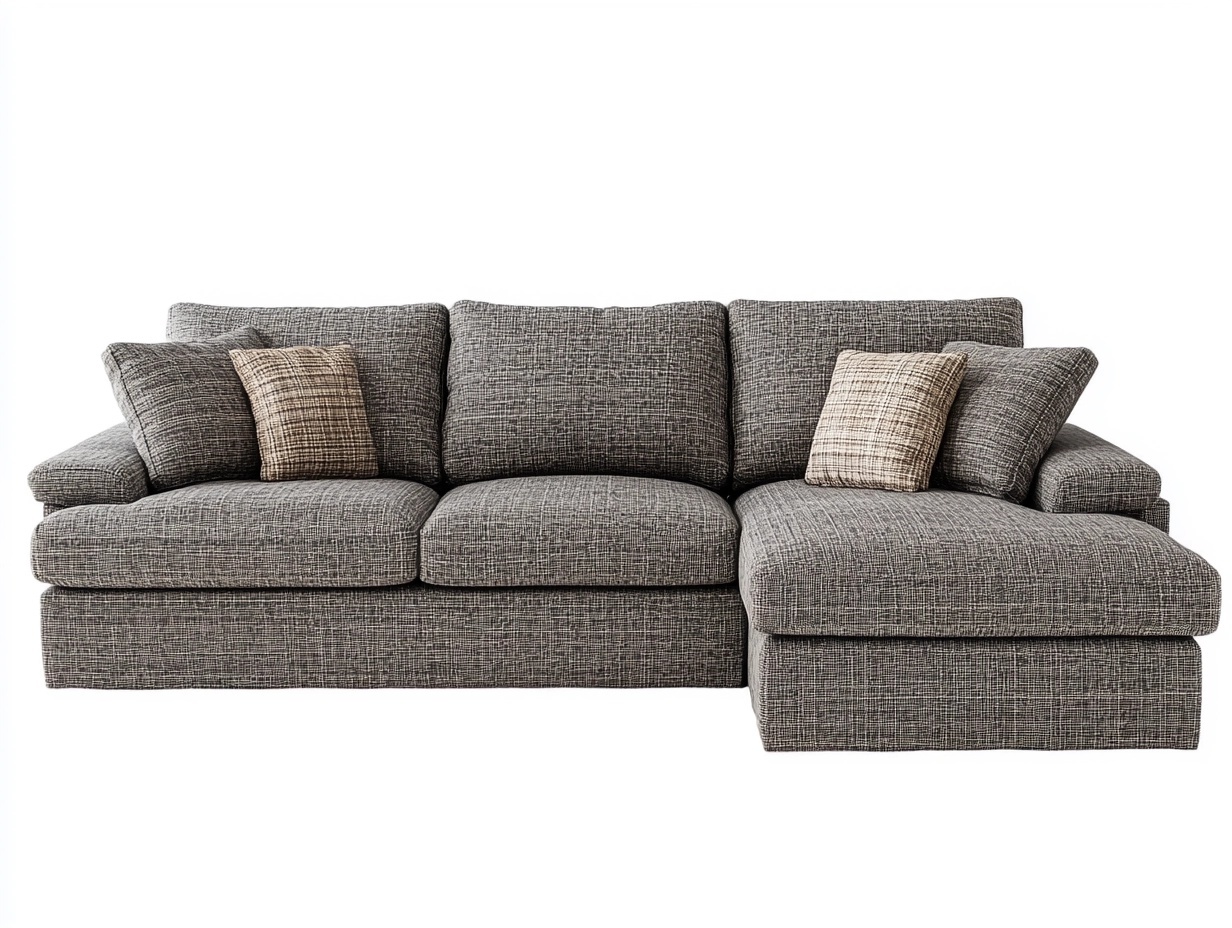 Sofá Seccional Moderno de 3 Plazas con Chaise Longue para Salón 290x170cm en Tela Gris