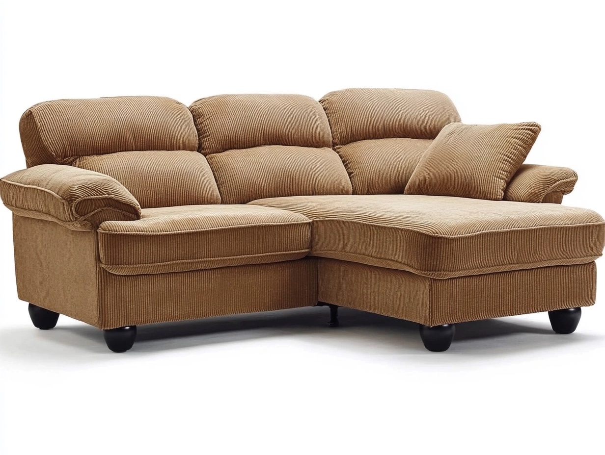 Sofá seccional de 2.3 metros para sala estilo moderno con chaise longue tapizado en tela de pana color beige bo3277007