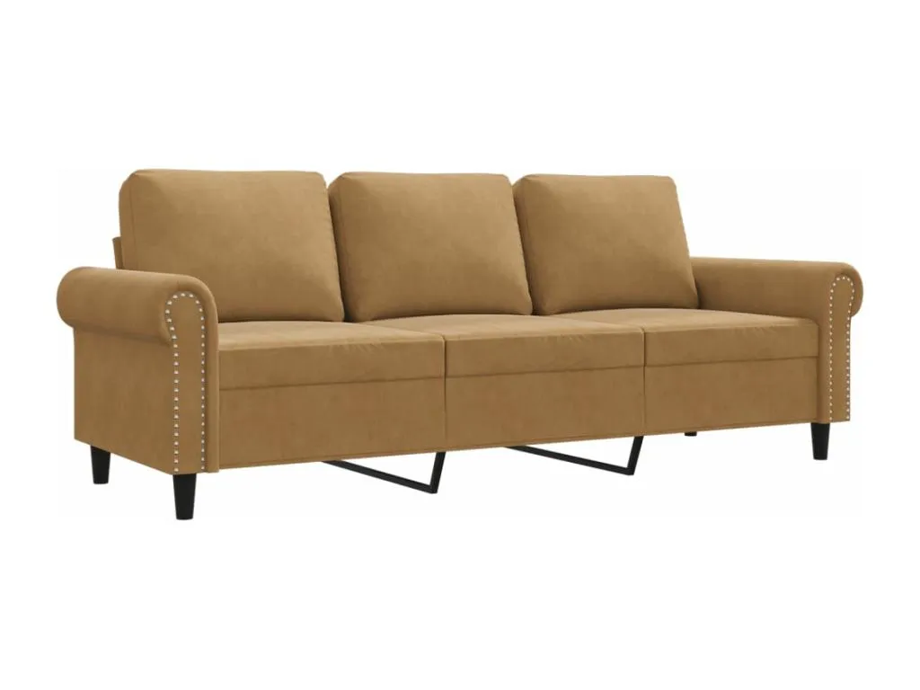 Sofá de 3 plazas terciopelo marrón 180 cm rnrq94415