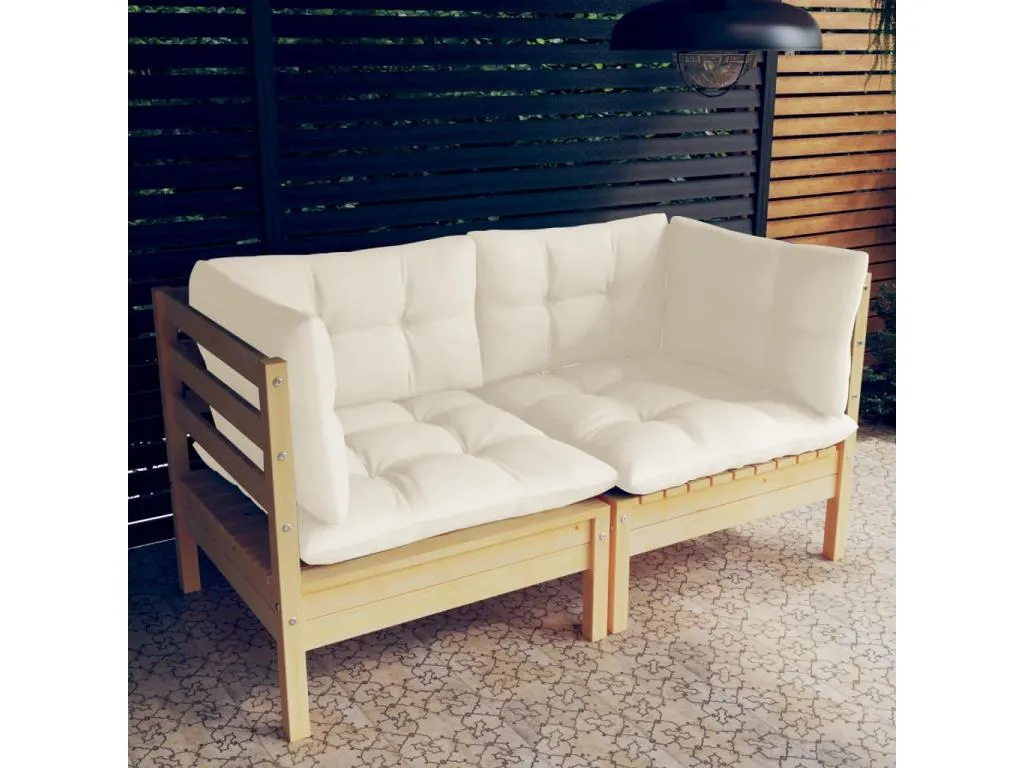 Sofá de jardín de 2 plazas con cojines Francomuebleses maciza Francomuebleses crema