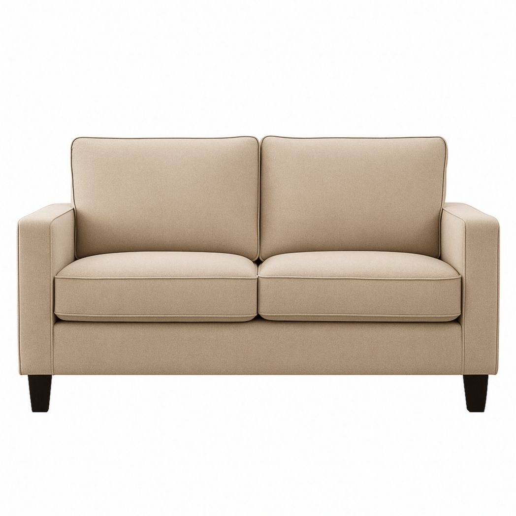 Sofá de 2 plazas rectangular de poliéster beige 140x85x90 cm