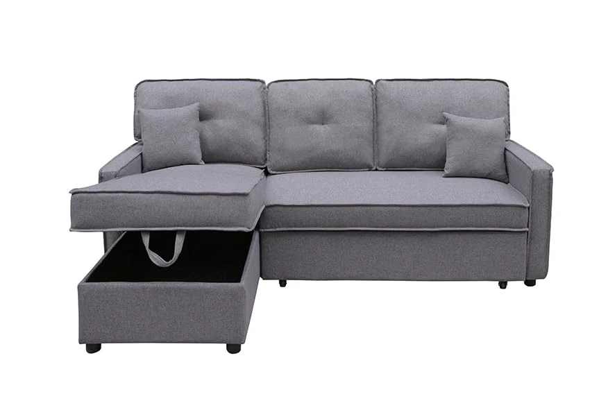 Sofá chaise longue cama 3 plazas con arcón gris