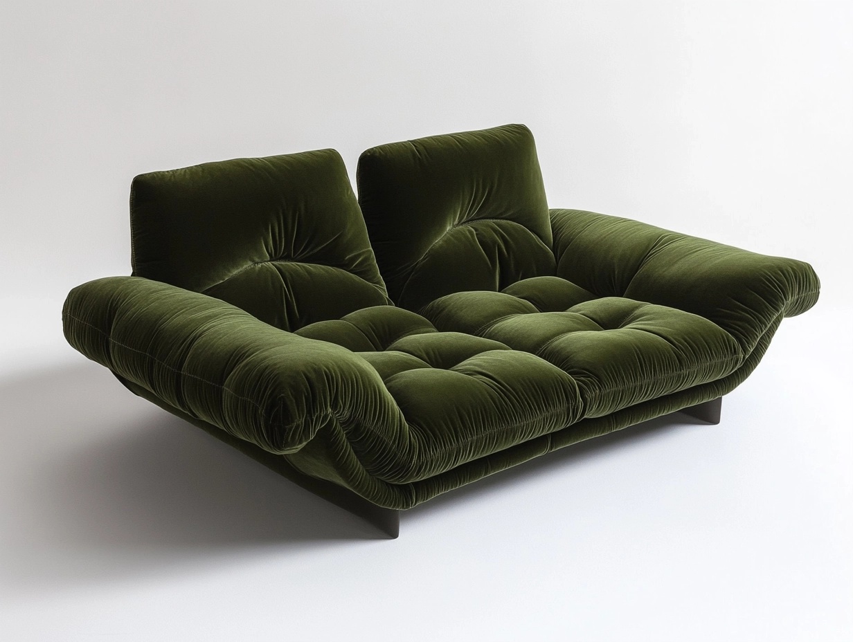 Sofá de Dos Plazas en Forma Moderna de Terciopelo Verde con Estructura de Madera de 180x100x75 cm