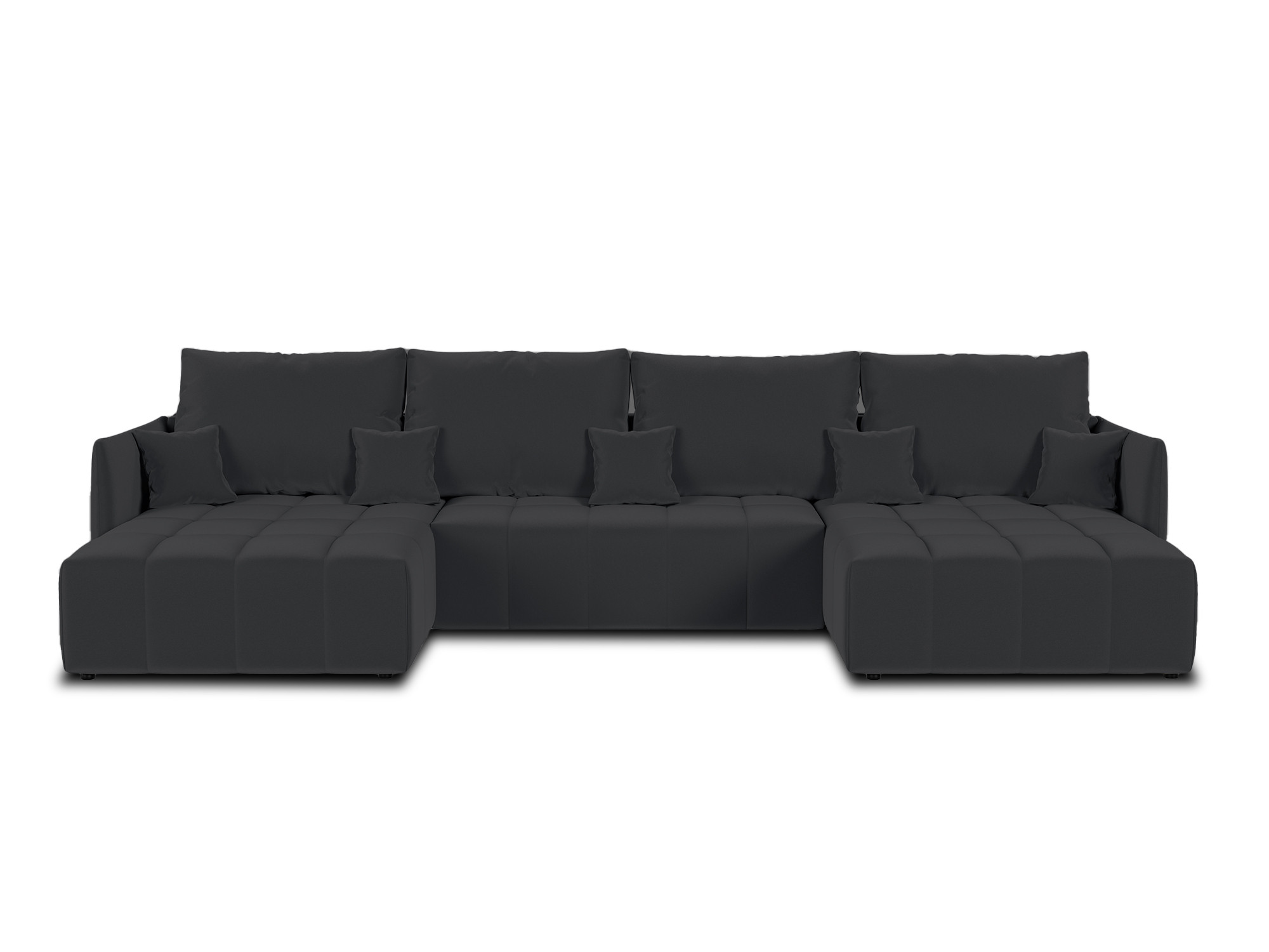 Sofá panorámico de 7 plazas en U, en terciopelo gris oscuro ki0658m5