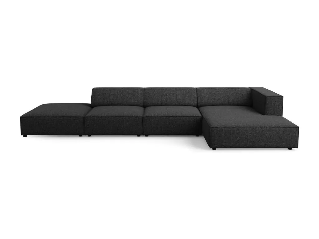 Sofá esquinero derecho Biocasahogar de 5 plazas en tejido chenilla negro - 341x166x70 cm KU1652226