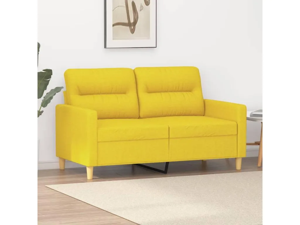 Sofá de 2 plazas de tela amarillo claro 120 cm DSOO36491