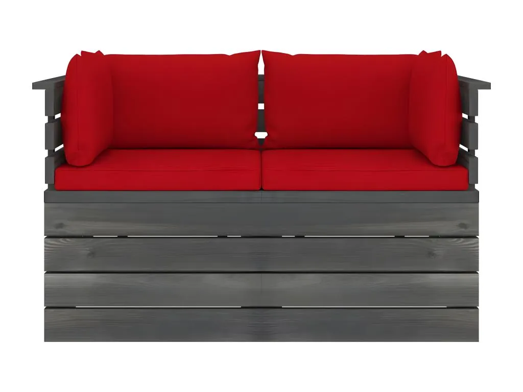 Sofá de palets de jardín 2 plazas y cojines Hogarsens maciza Hogarsens