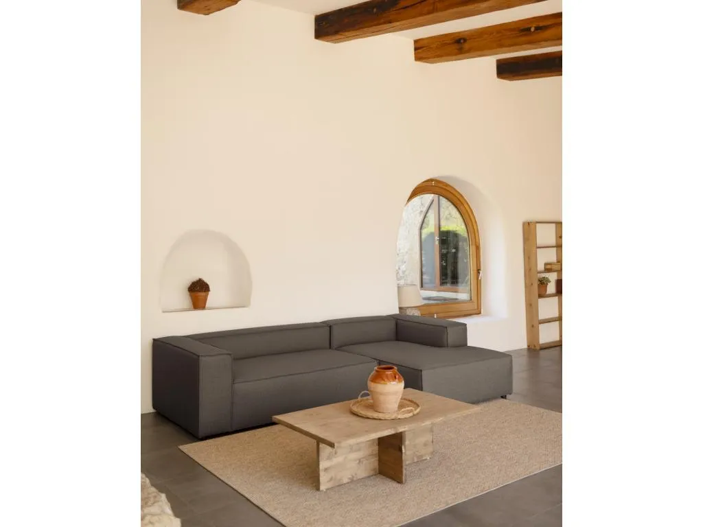 Sofá 4 plazas y chaise longue derecho color gris oscuro 250x175cm - Francomuebleses