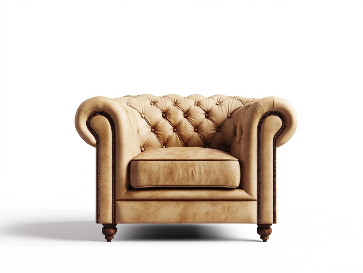 Sofá clásico Chesterfield de tres plazas para salón