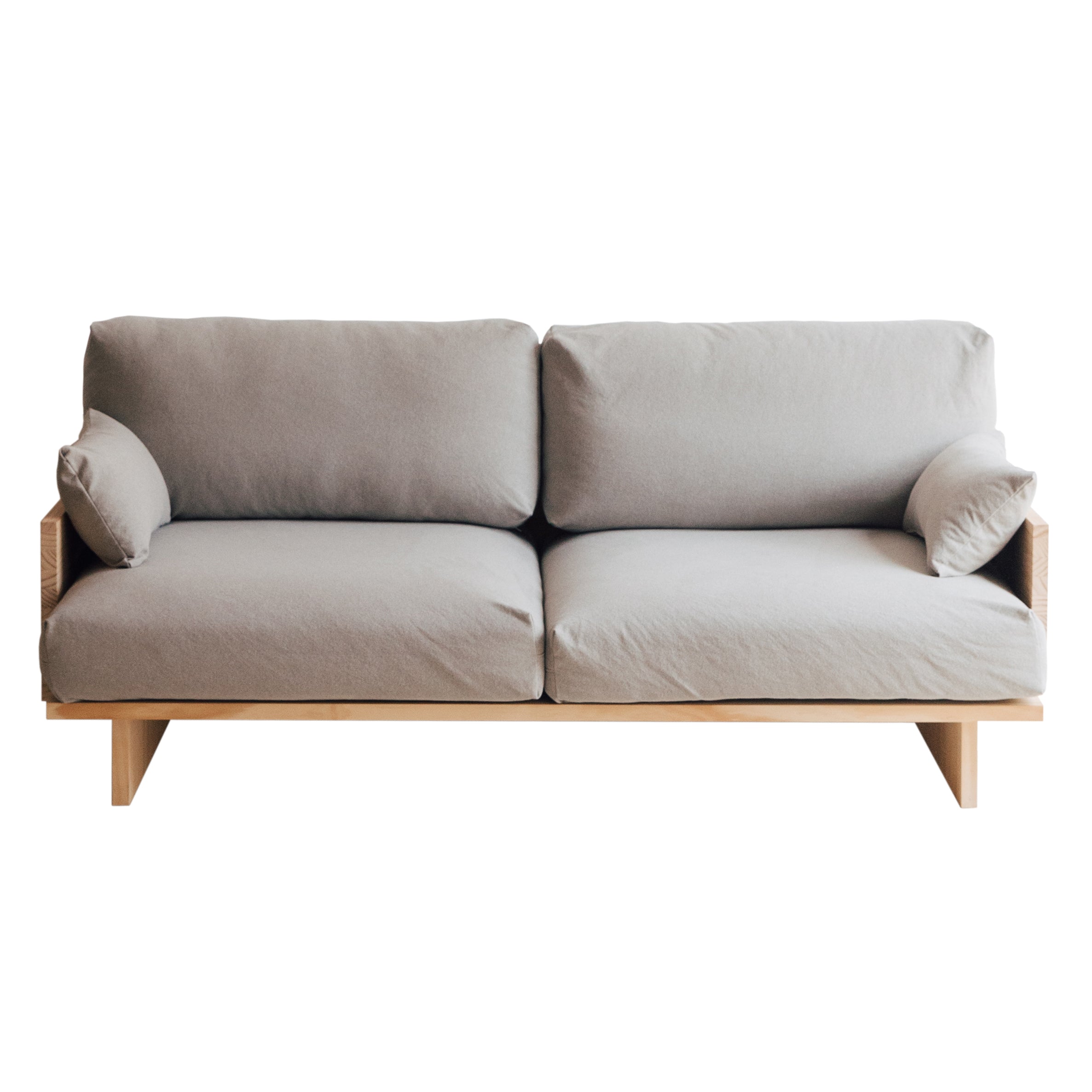 Sofá de dos plazas en pino macizo gris claro, largo 183 cm con barniz uv6677y0