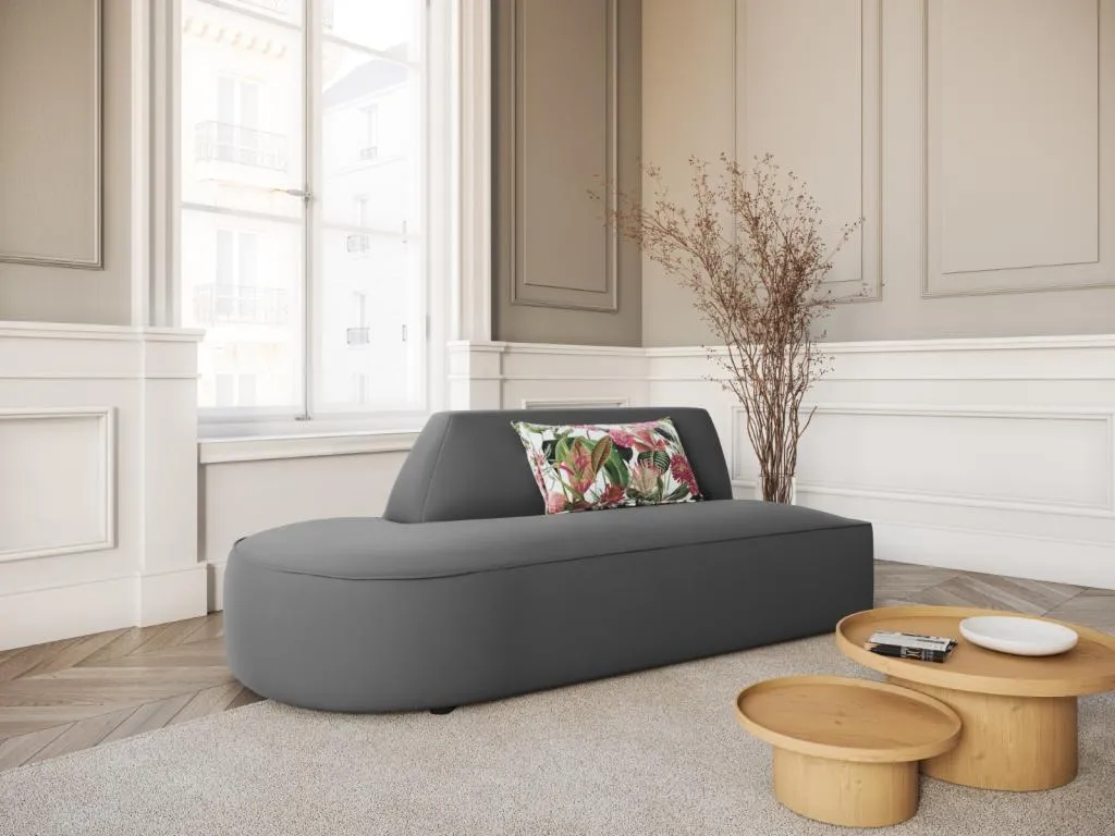 Homepleno - Sofá modular izquierdo Homepleno 2 plazas de terciopelo gris oscuro - 181x93x69cm 48843twgf