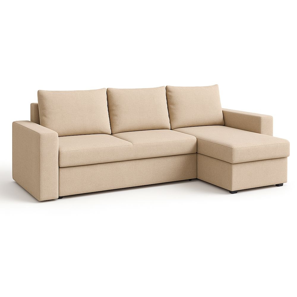 Sofá modular con chaise longue, estructura de madera maciza y tapizado de poliéster 250x150x85cm