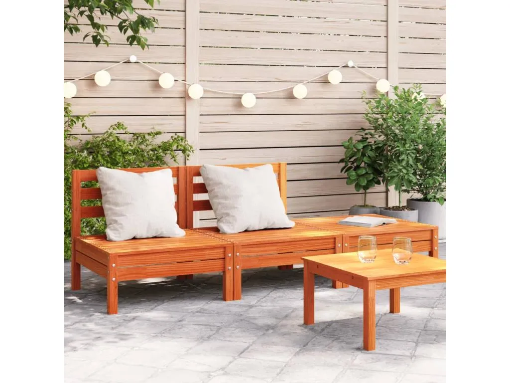 Sofá de jardín de 3 plazas Mobtrendy maciza de Mobtrendy marrón cera ltnq89456