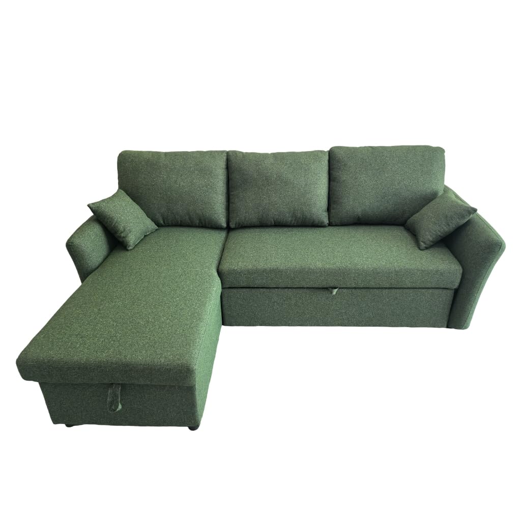 Sofá cama 3 plazas chaise longue reversible verde