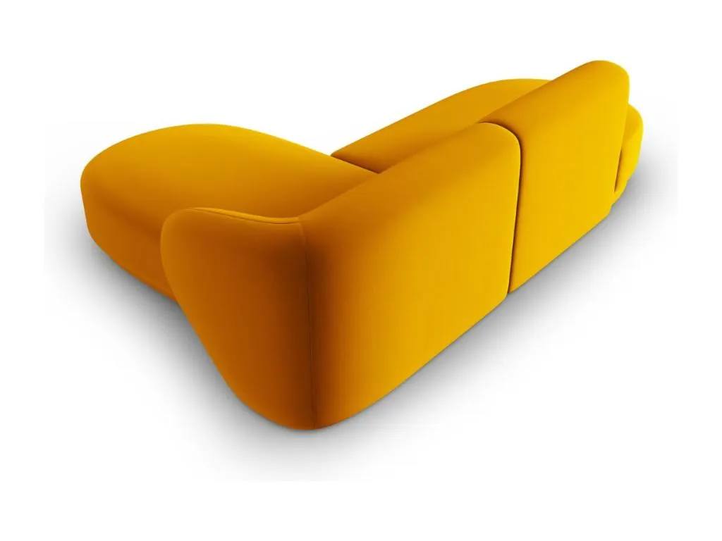 Casabellaes - Sofá esquinero modular derecho Casabellaes 4 plazas de terciopelo amarillo - 233x155x74cm 57538YLBS