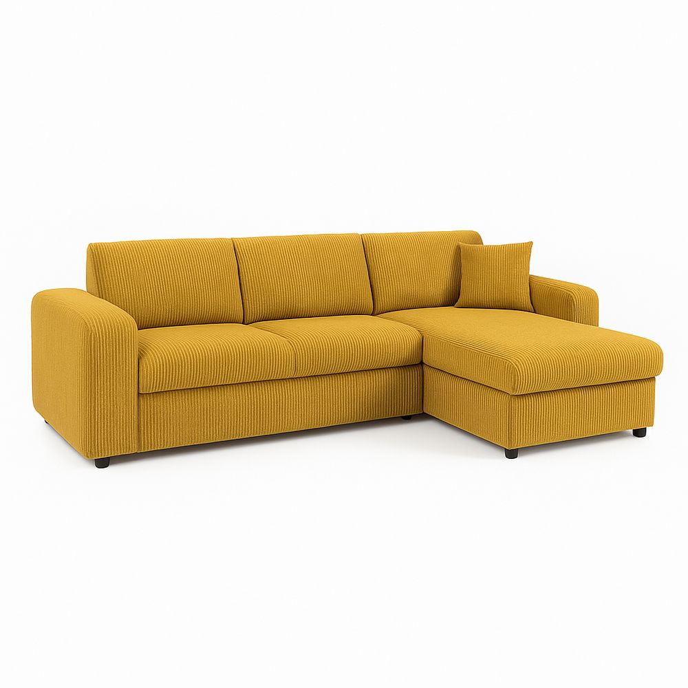 Sofá Esquinero Moderno de tela amarilla, con chaise longue, diseño contemporáneo
