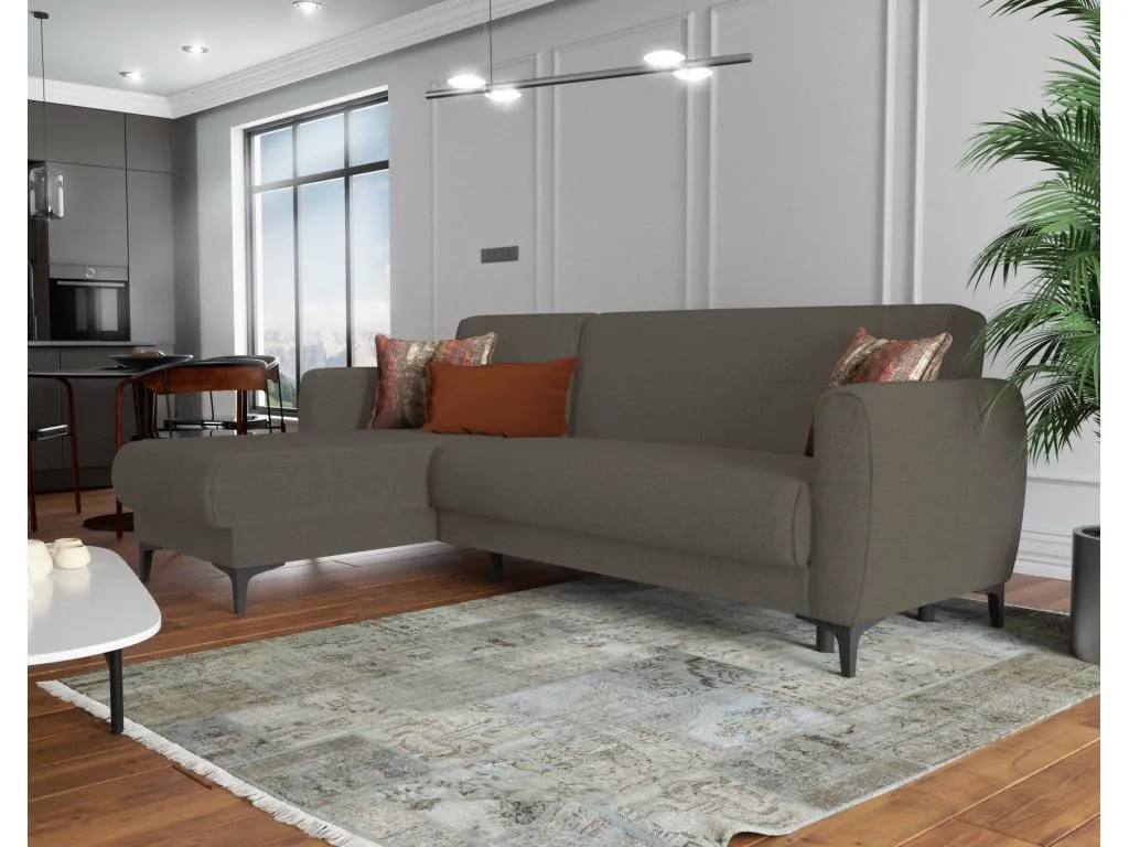 Sofá cama Vivircalido Sofá cama rincón con península reversible Sofá contenedor moderno con chaise longue y 3 cojines 230x153h85 cm Marrón jhiy57227