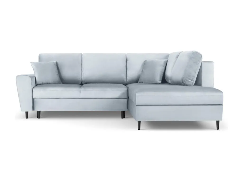 Andreuworldcasa - Sofá cama esquinero derecho con baúl de almacenaje Andreuworldcasa 5 plazas de terciopelo azul claro - 243x194x88cm