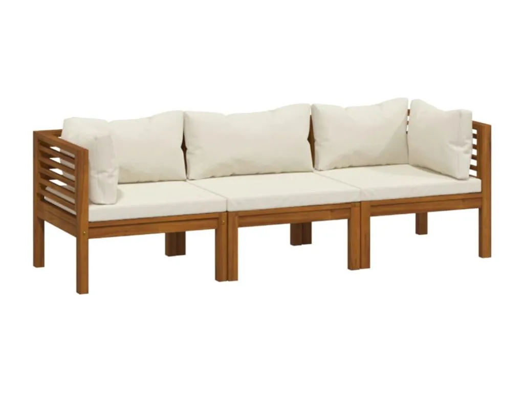 Sofá de jardín de 3 plazas con cojín crema Micasacool