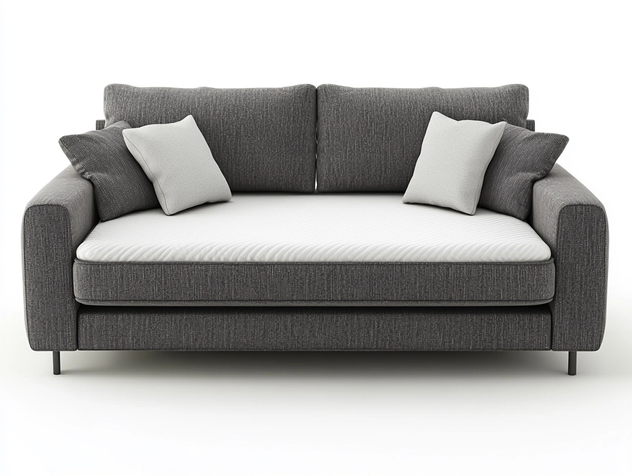 Sofá moderno de tela gris de 2 plazas para salón con cojines cómodos estructura de madera 180x95x85cm fn9028062