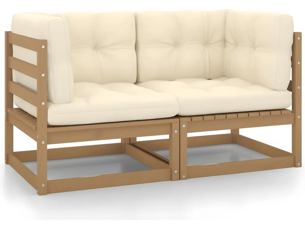 Sofá de jardín 2 plazas y cojines Alkihogares maciza de Alkihogares miel