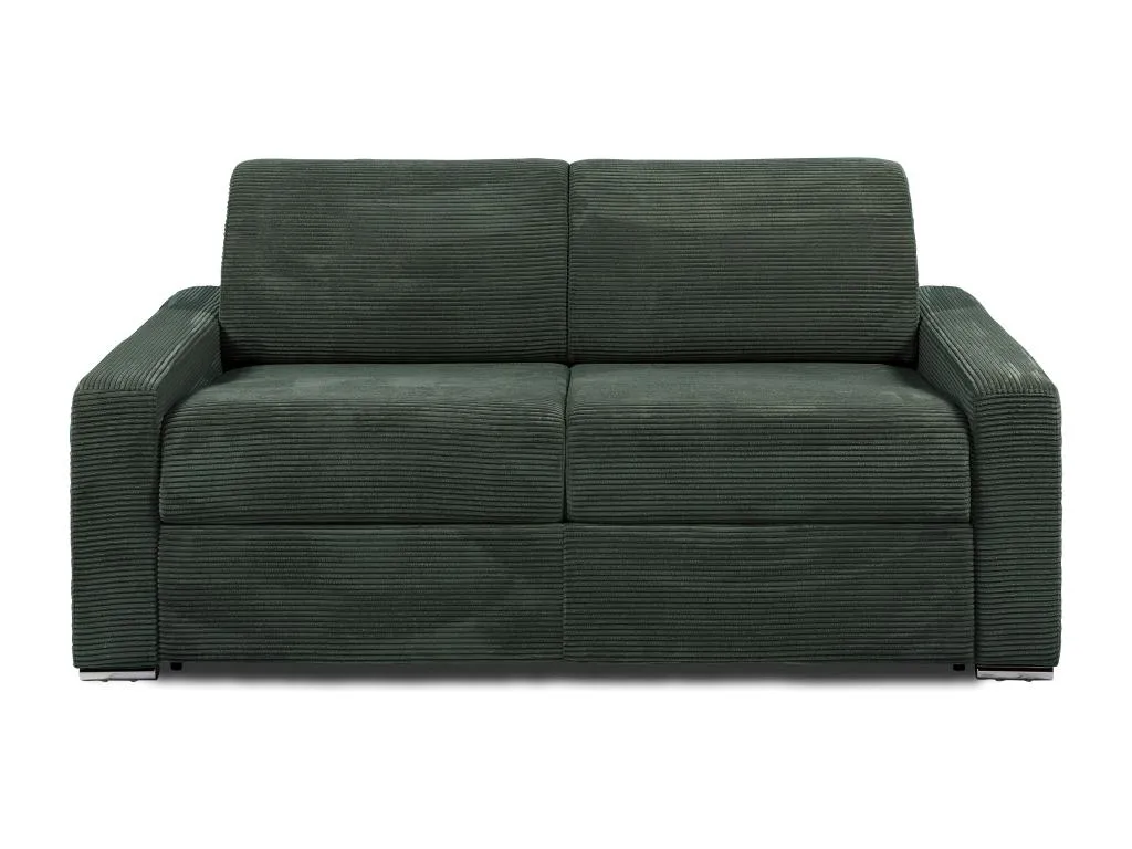 Sofá cama de 3 plazas en pana verde con apertura rápida – Colchón de 22 cm – Cama de lamas anchas 140 cm – Biocasahogar SI7665640