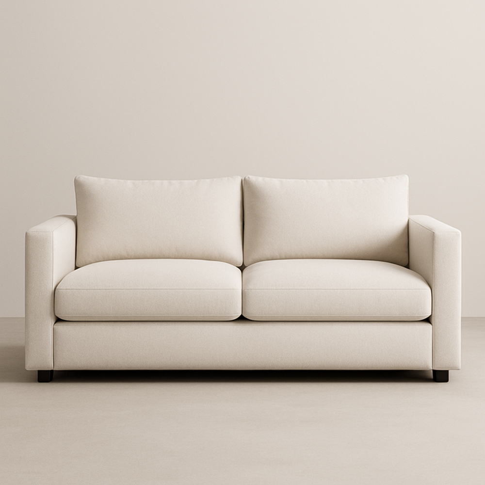 Sofá de dos plazas rectangular beige tela 200x90x85cm