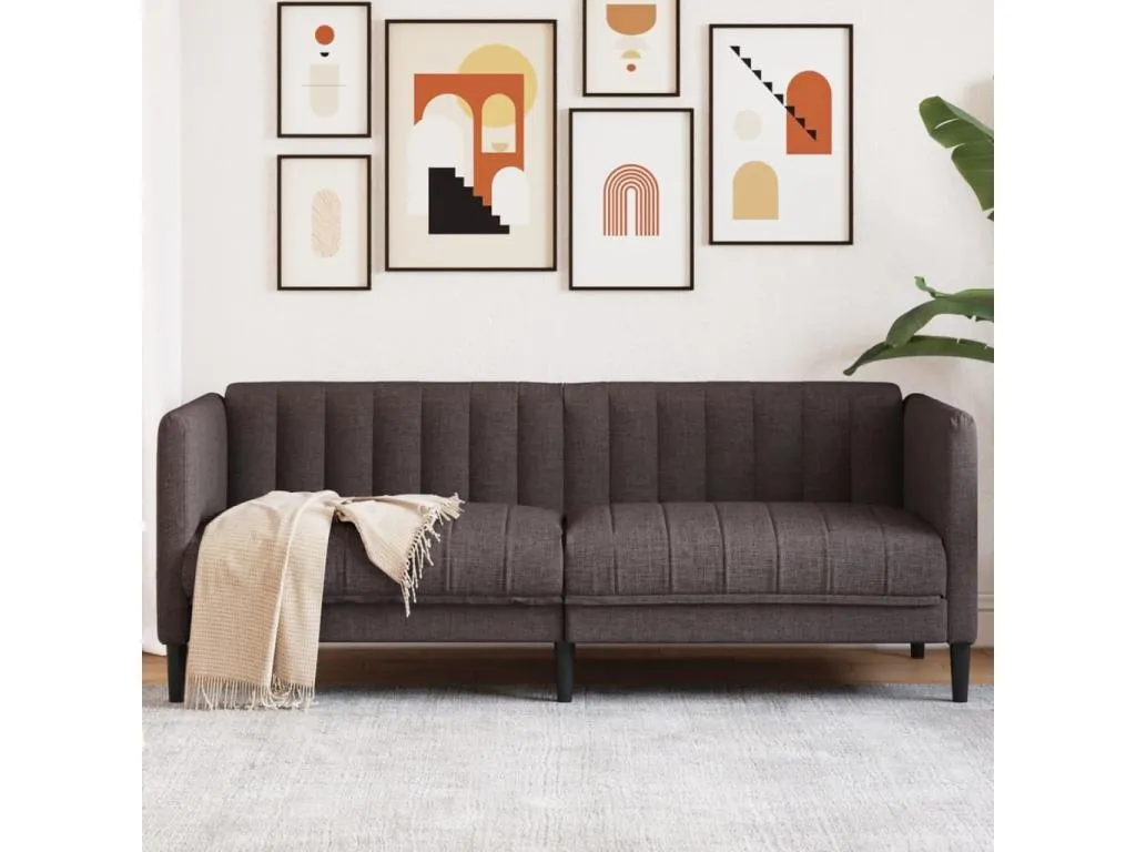 Sofá de 2 plazas tela marrón oscuro lnct66218