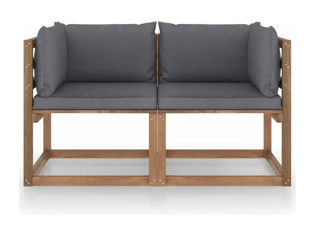 Sofá de jardín de palets 2 plazas con cojines antracita 83333PBMV