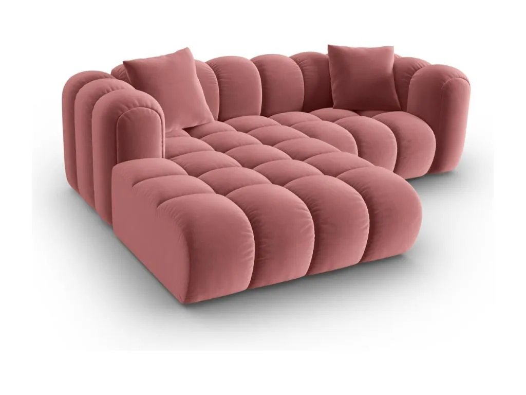 Prietocasa - Sofá esquinero modular izquierdo Prietocasa 3 plazas de terciopelo salmón - 187x190x70cm