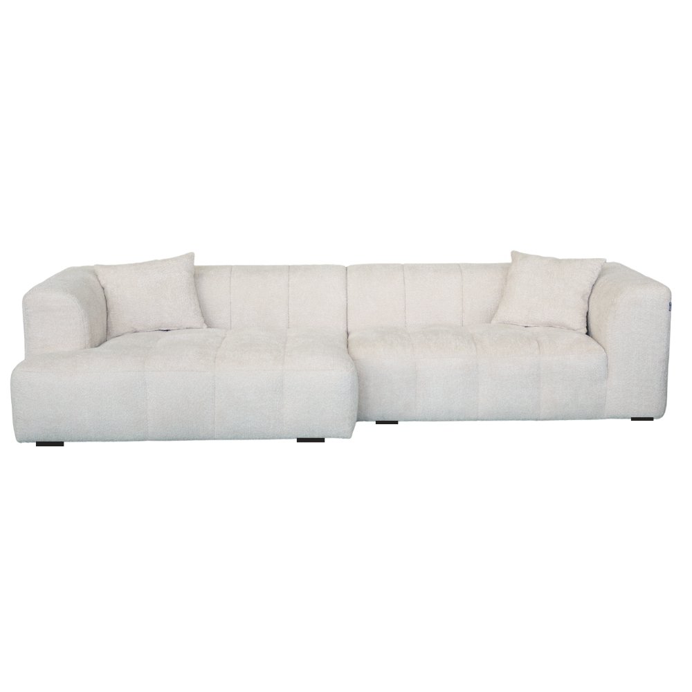 Sofá de 300 cm en bouclé beige con chaise longue izquierda s1r03sf46