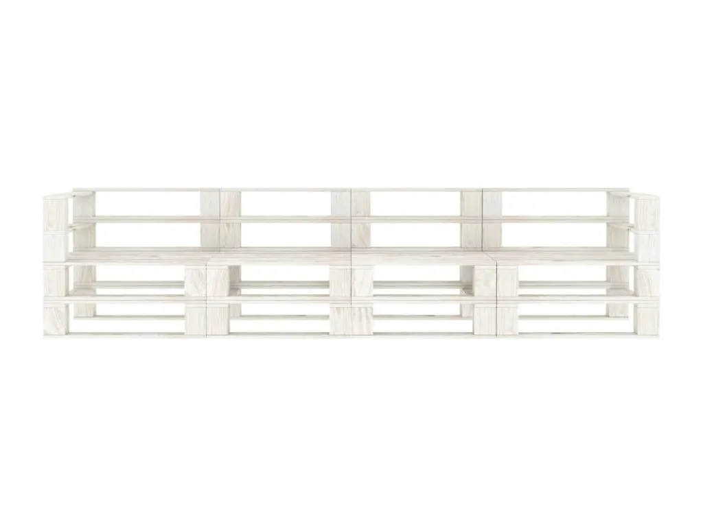 Sofá de jardín 4 plazas con palés Blanco Vivircalido 09994youh