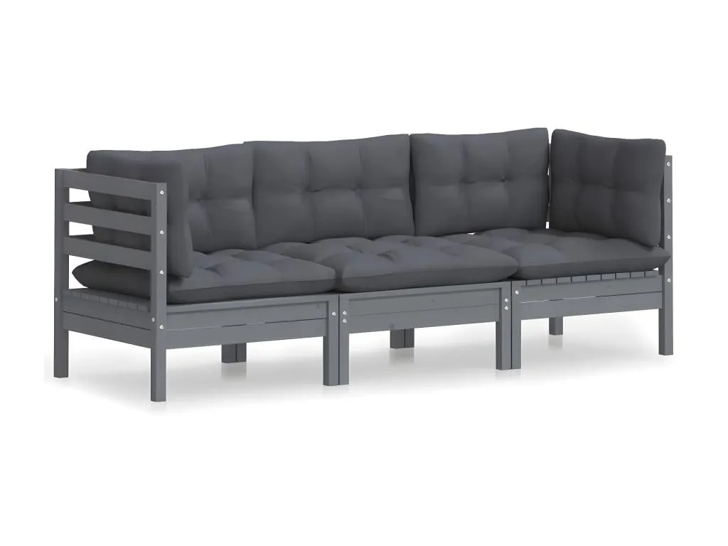 Sofá de jardín 3 plazas con cojines Casabellaes gris antracita 19079ELTY