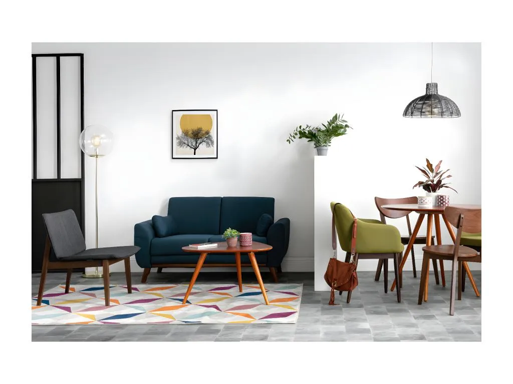 Sofá diseño 2 plazas tejido gris y patas en Hogarsens