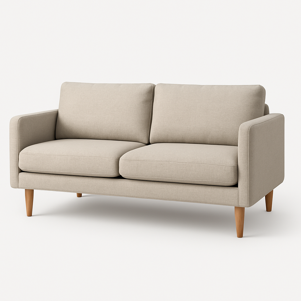 Sofá Dos Plazas Funcional Compacto Salón Tela Beige