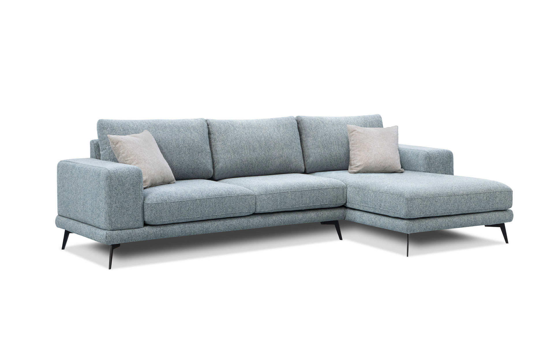 Sofá esquinero derecho de 4 plazas en tela azul claro ej4748b8