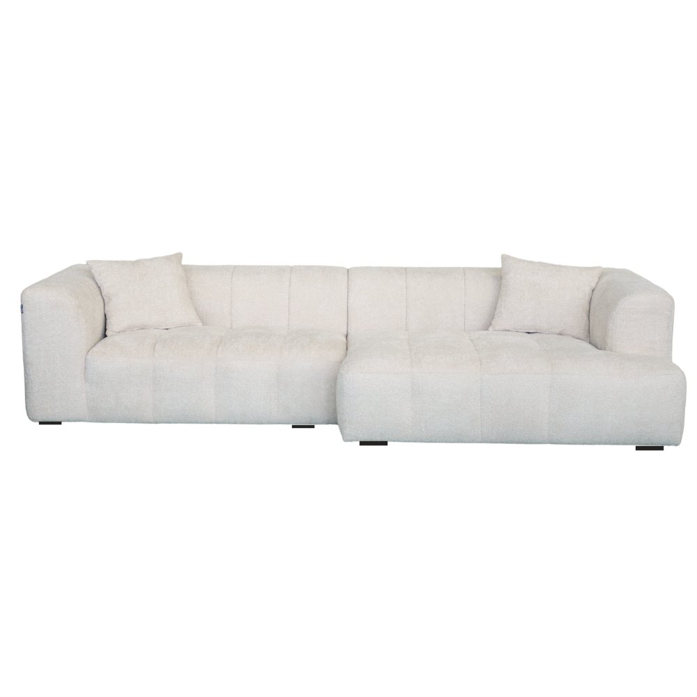 Sofá de 300 cm en bouclé beige con chaise longue derecha y4i10mm69