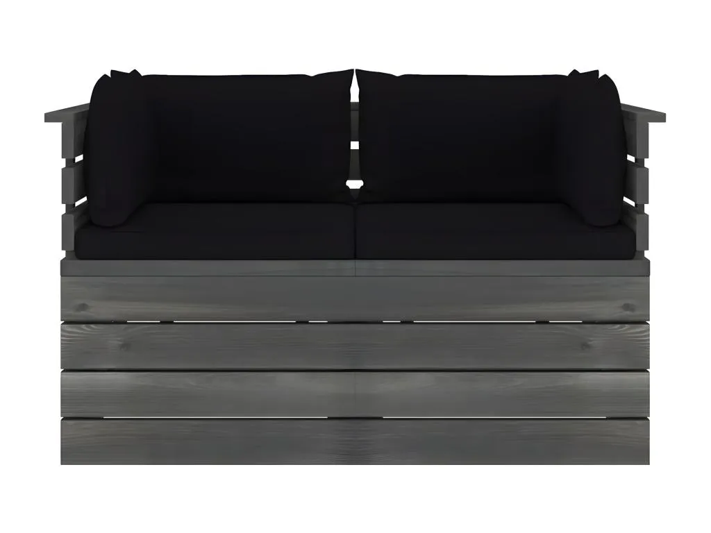 Sofá de palets de jardín 2 plazas y cojines Decoencanto maciza Decoencanto